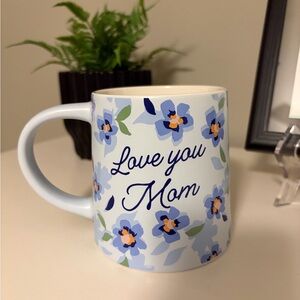 Blue Floral 'Love You Mom' Mug